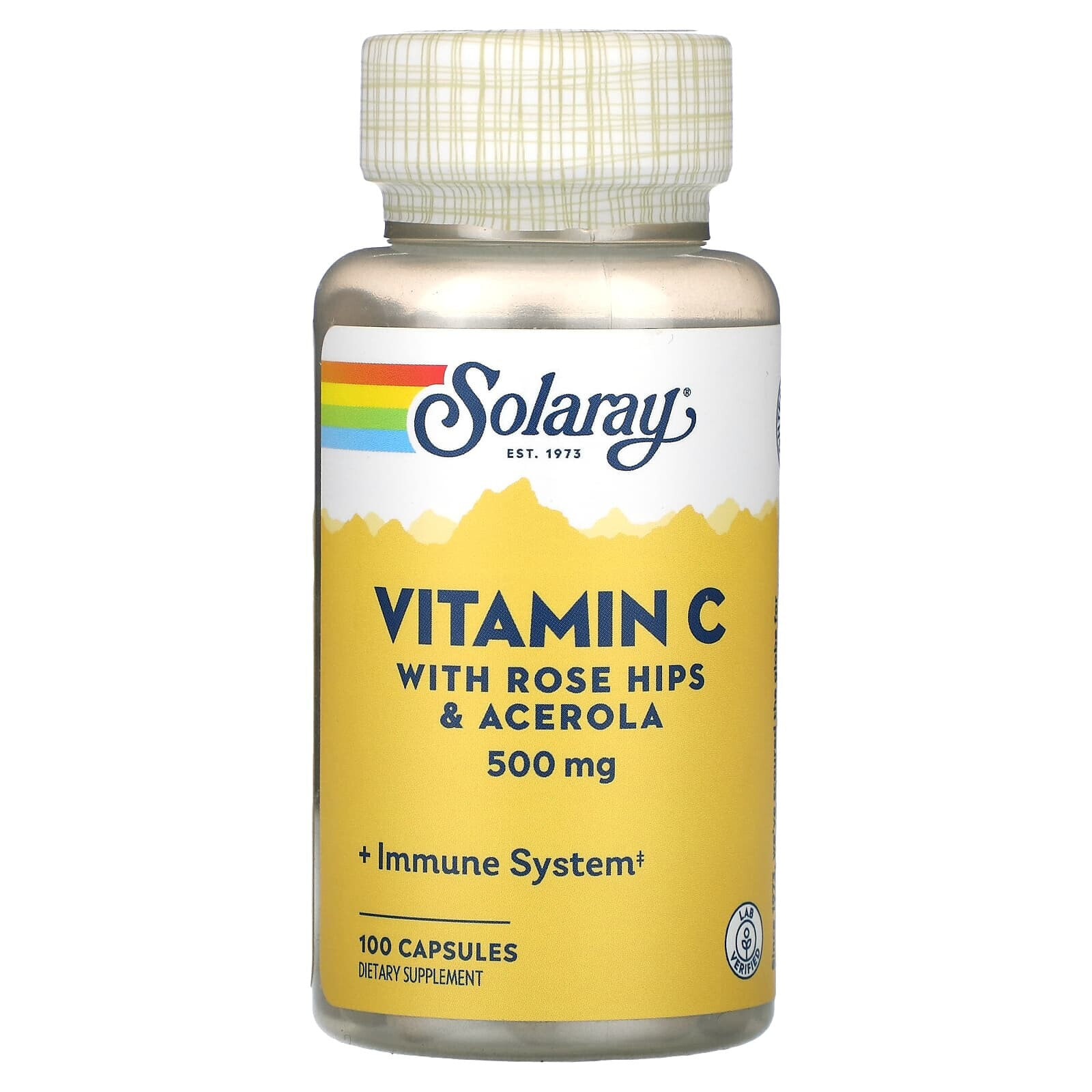 Solaray, Витамин C, с шиповником и ацеролой, 500 мг, 100 капсул