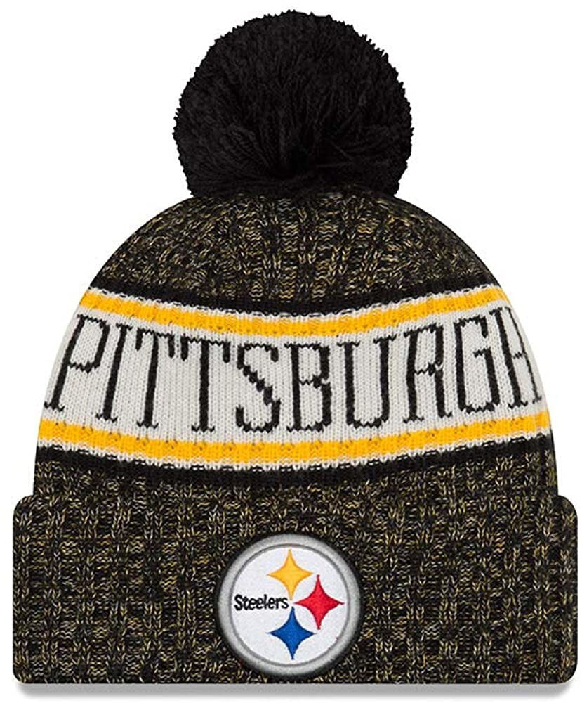 Мужская шапка черная вязаная New Era Pittsburgh Steelers Beanie On Field 2018 Sport OTC Knit