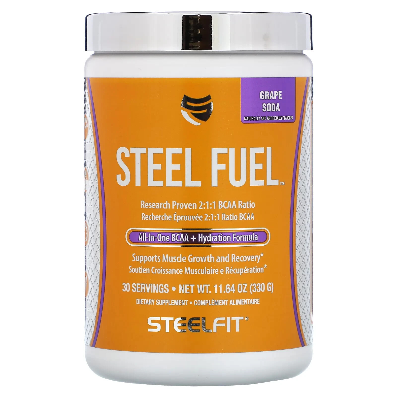 SteelFit, Steel Fuel, универсальное средство с разветвленной цепью и BCAA + увлажняющая добавка, лимон и лайм, 330 г (11,64 унции)
