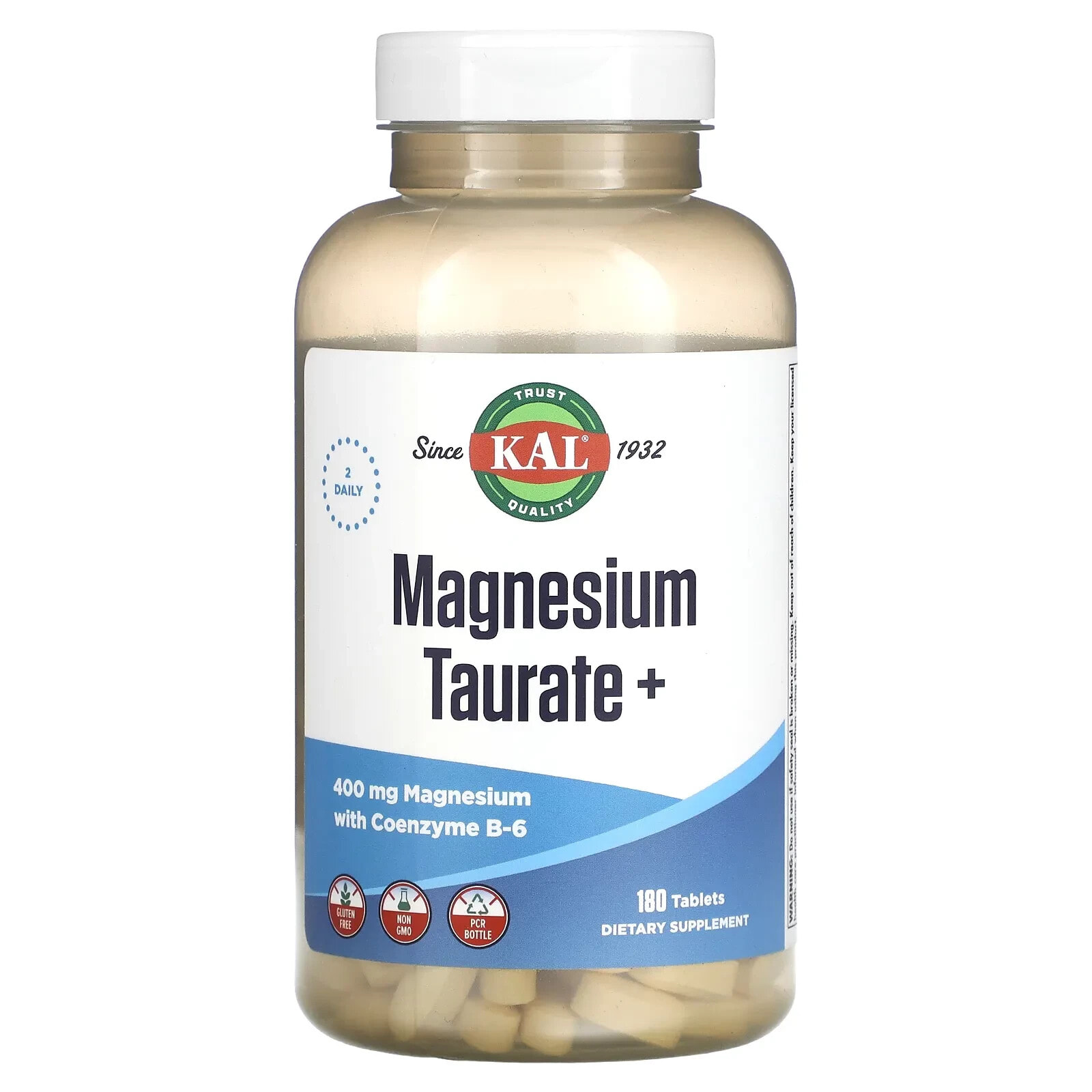 KAL, Magnesium Taurate +, 200 mg, 180 Tablets