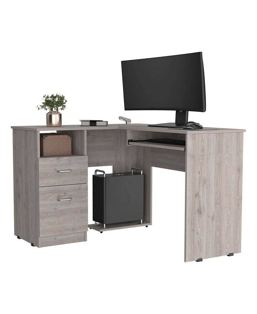 Simplie Fun glendale 2-Drawer 1-Shelf L-Shaped Computer Desk Light