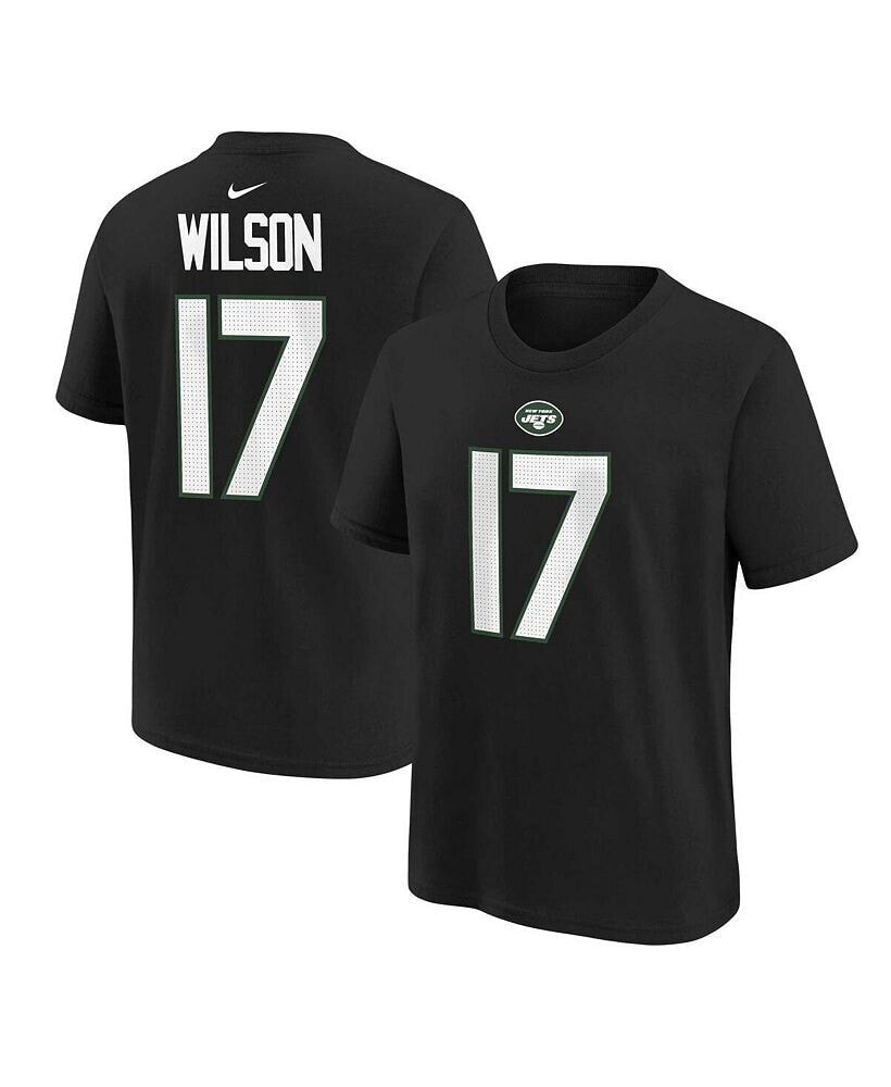 Nike little Boys and Girls Garrett Wilson Black New York Jets Player Name and Number T-shirt