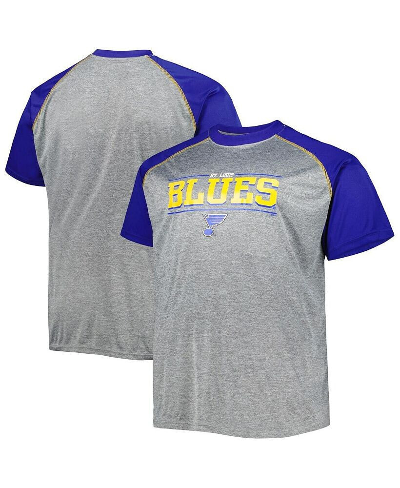 Profile men's Heather Gray St. Louis Blues Big and Tall Logo Raglan T-shirt