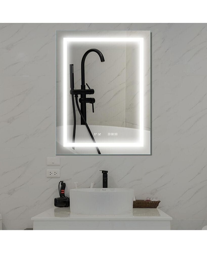 Simplie Fun lED Bathroom Vanity Mirror, 36 x 28 inch, Anti Fog, Night Light, Time, Temperature, Dimmable, Color Temp 3000K-6400K, 90+ CRI, Vertical Wall Mounted Only