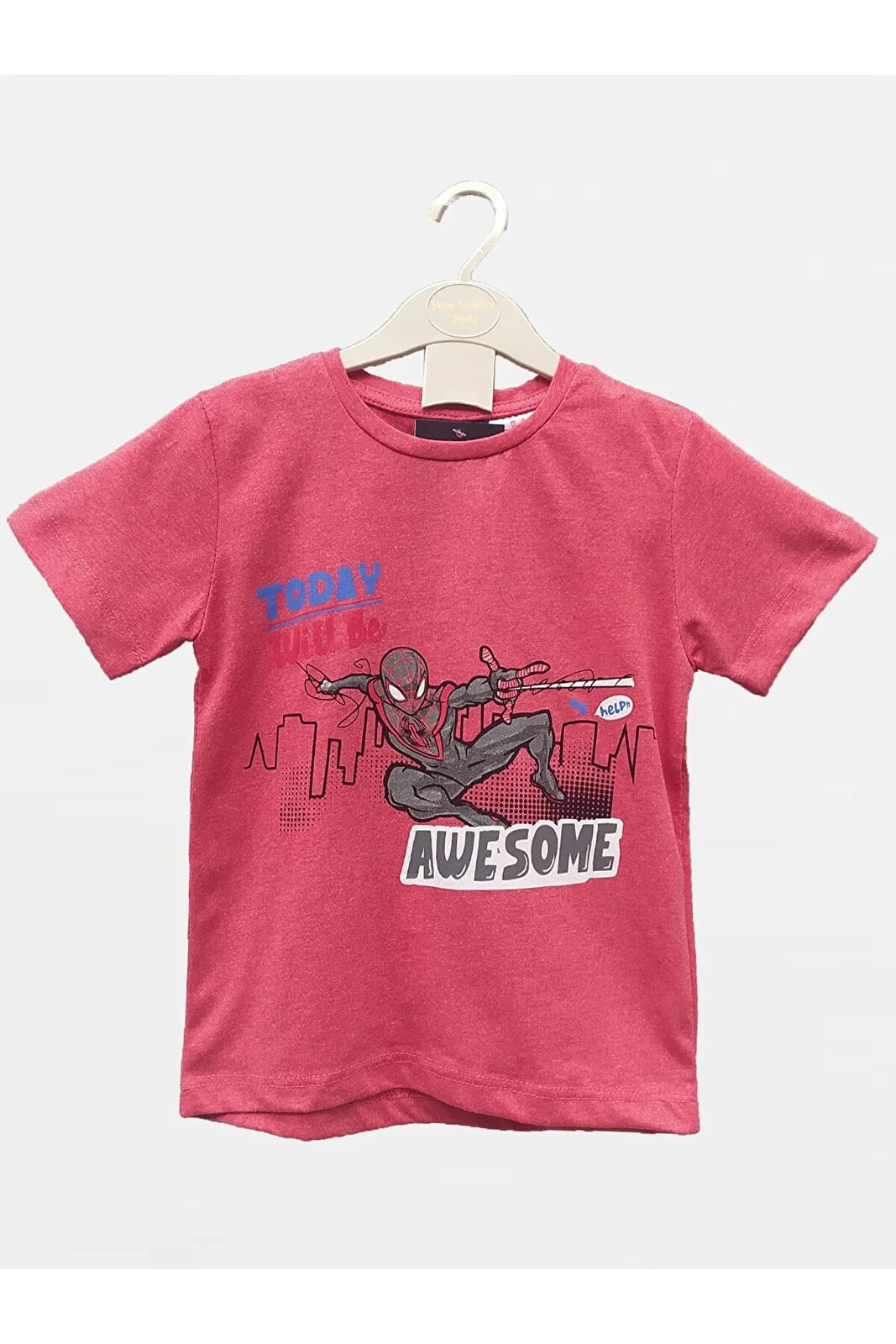Your Fashion Style'dan Bisiklet Yaka Spiderman Baskılı Kısa Kollu Pamuklu Erkek Çocuk Tişört