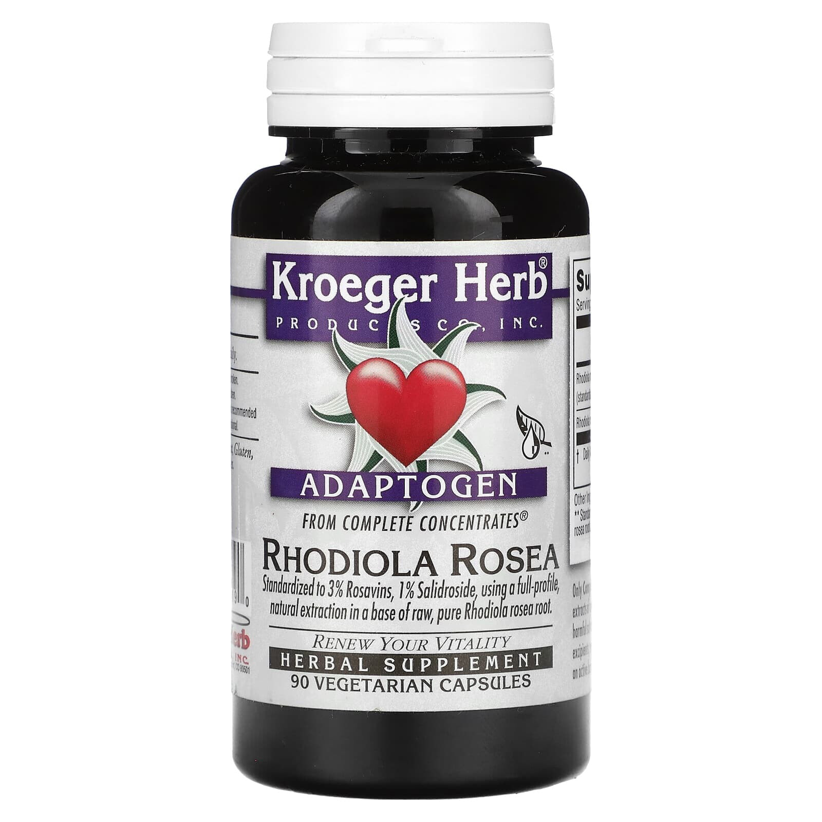 Kroeger Herb Co, Adaptogen, Rhodiola Rosea, 90 Vegetarian Capsules