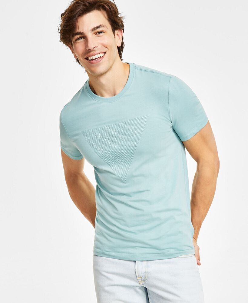 GUESS men's Eco Tonal-Logo Solid-Color Crewneck T-Shirt