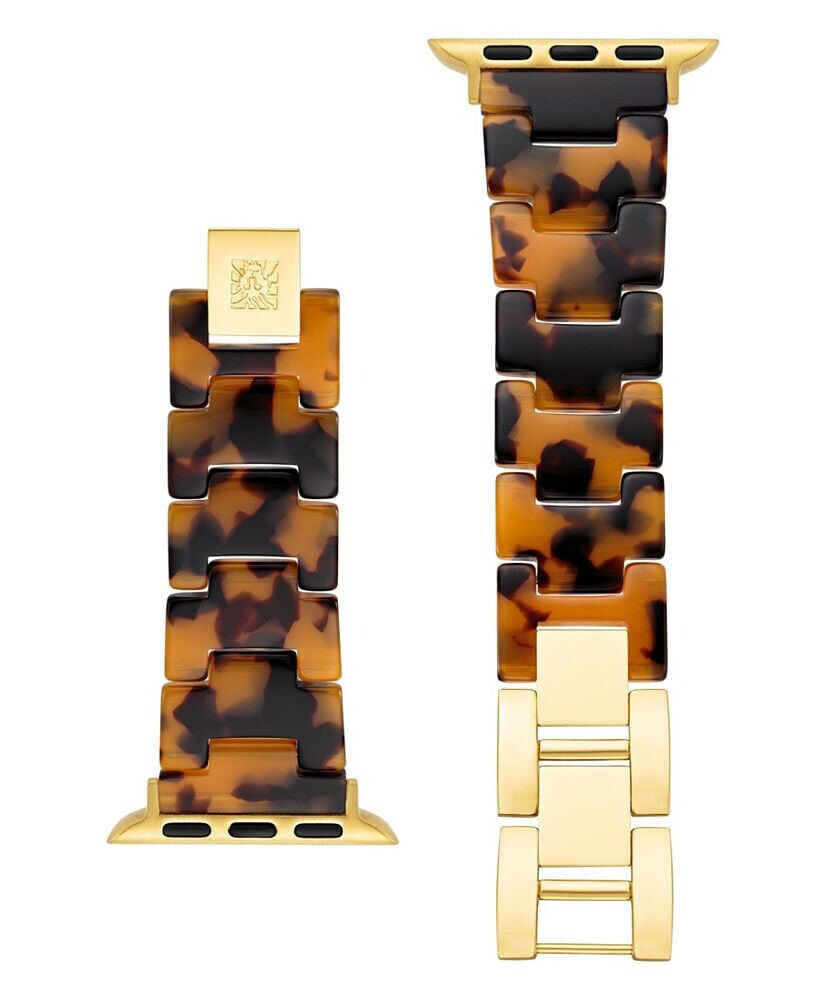 Anne Klein women's Tortoise Acetate and Gold Tone Alloy Apple Watch 42mm, 44mm, 45mm, Ultra 49mm