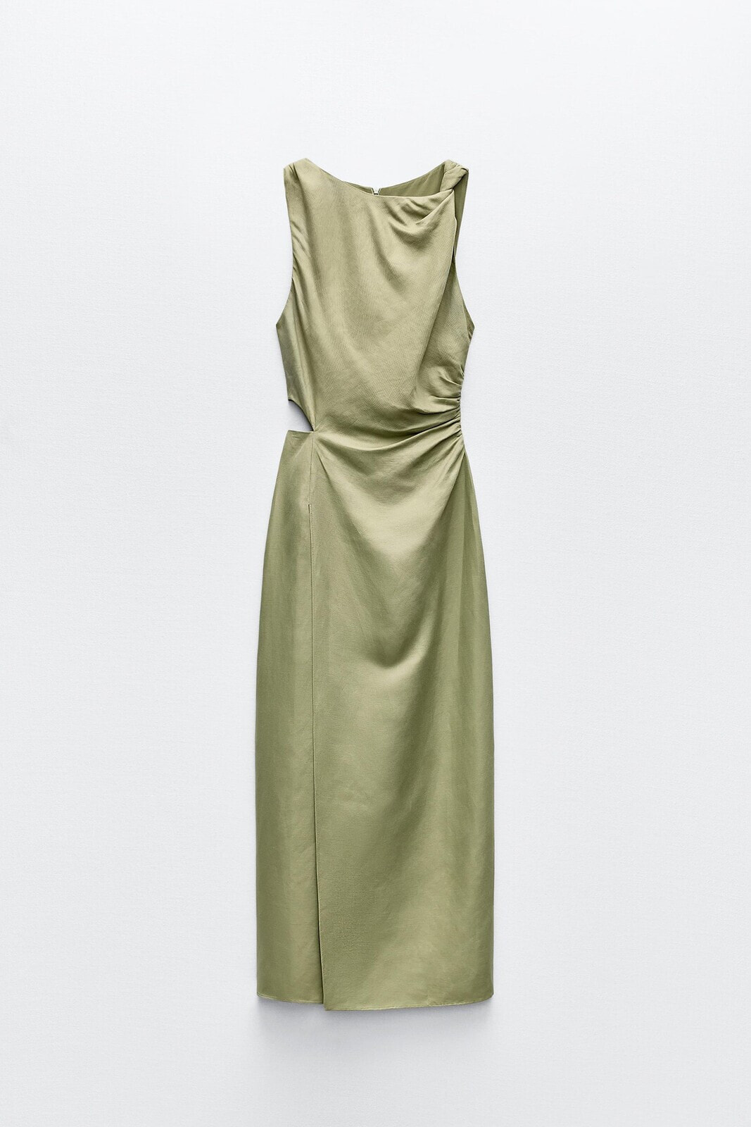 Linen blend midi dress with cut-out detail