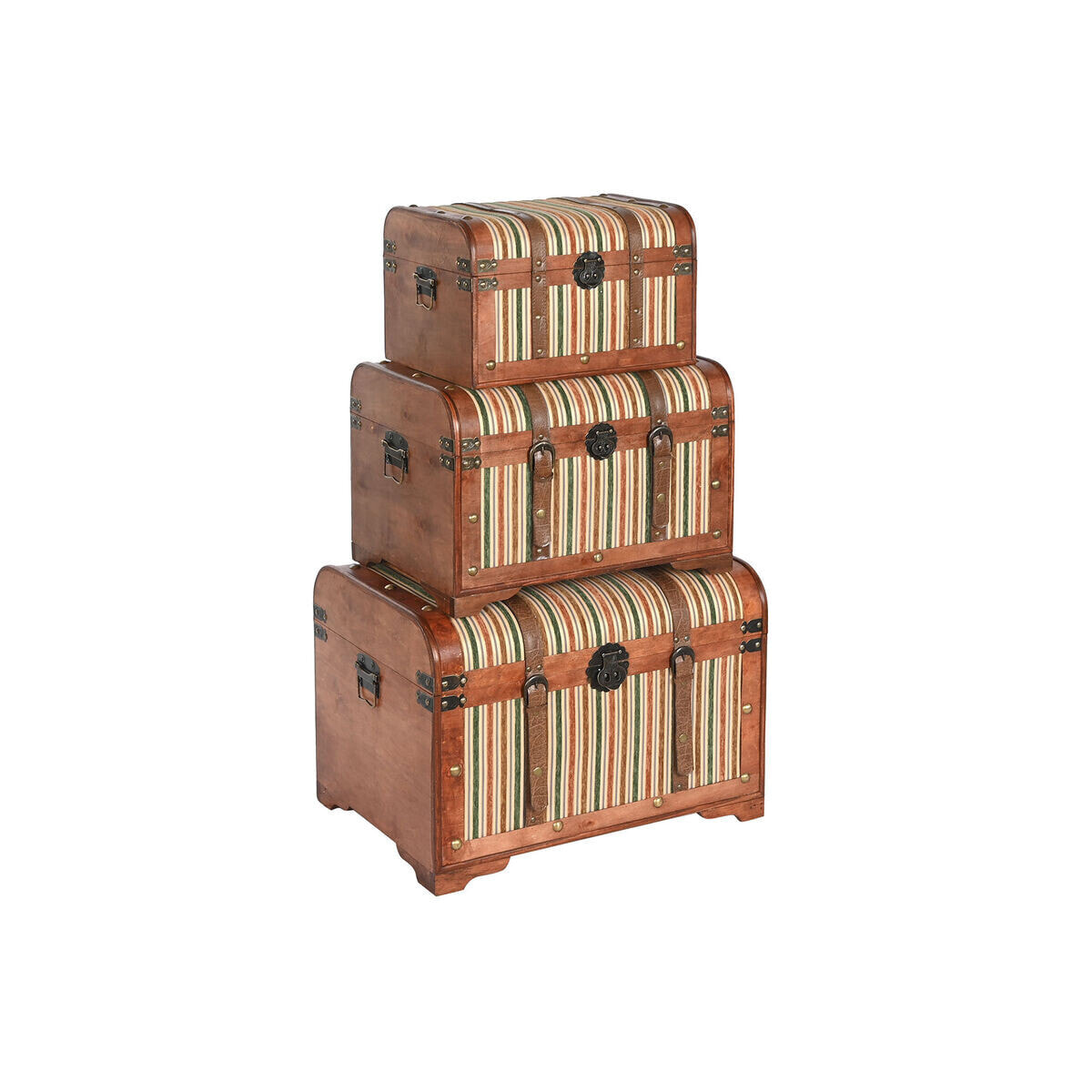 Set of Chests Home ESPRIT Brown Multicolour Wood Canvas Colonial 61 x 43 x 42,5 cm (3 Units)