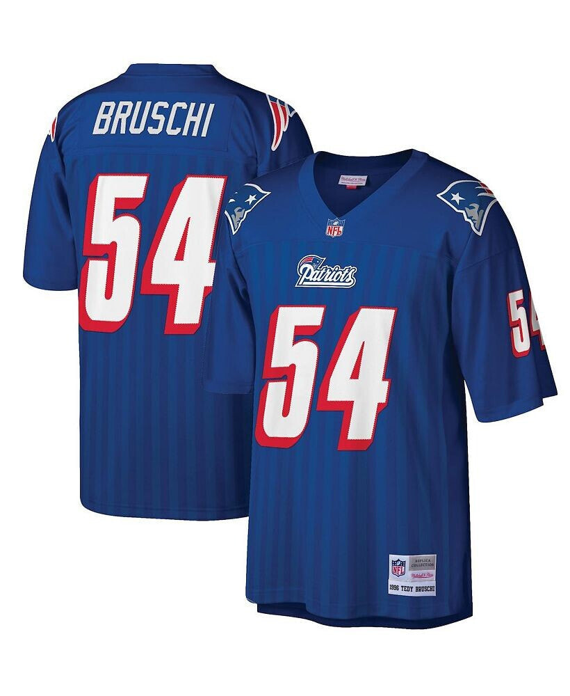 Men's Tedy Bruschi Royal New England Patriots Big and Tall 1996 Retired Player Replica Jersey