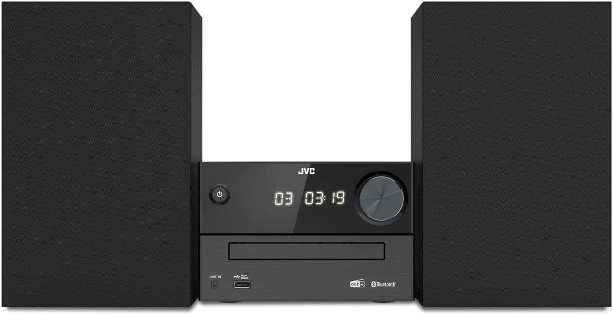 JVC UX-C25DAB Micro Hi-Fi System with CD, USB, Bluetooth, DAB+, FM RDS, Line-In and IR Remote Control, Black