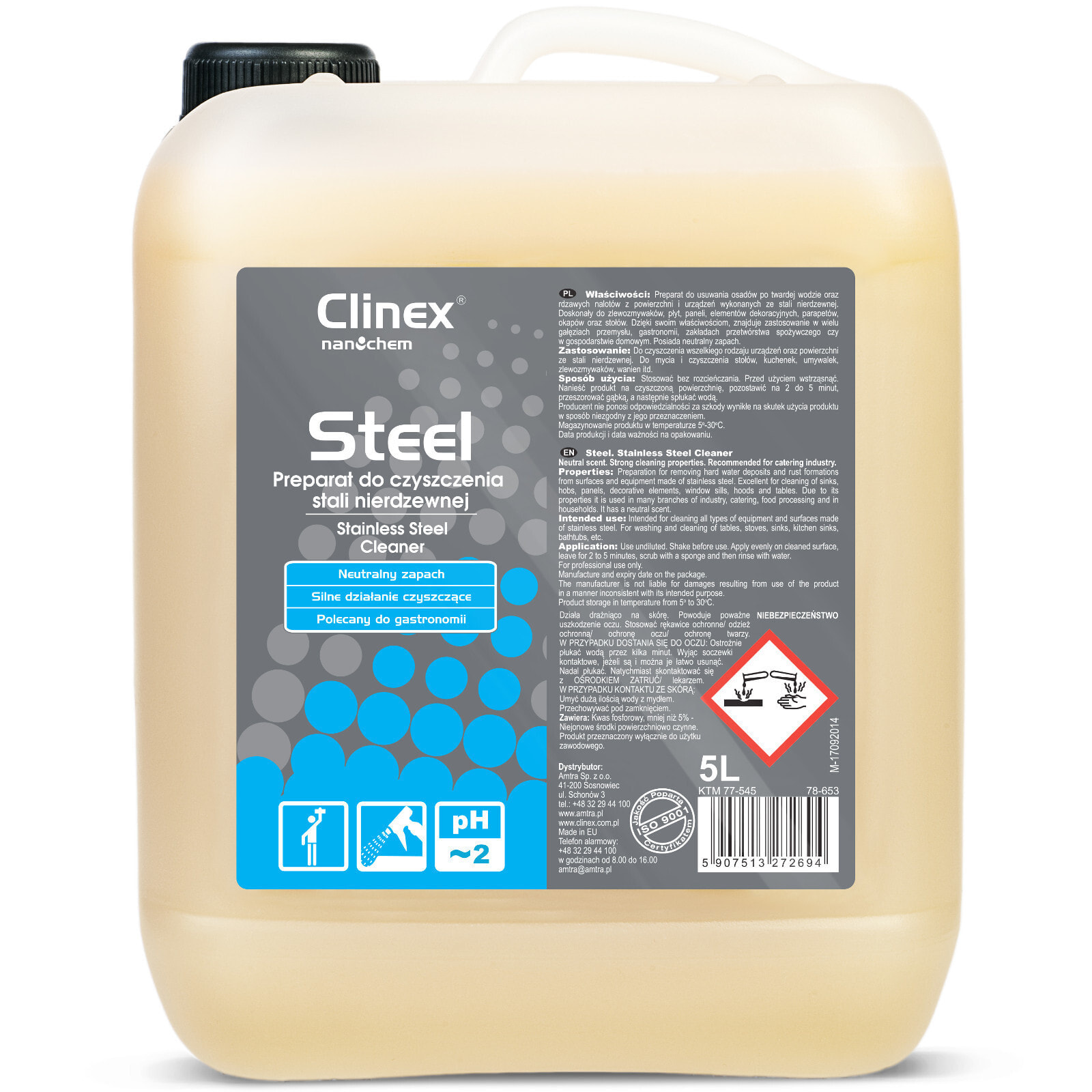 Liquid for cleaning furniture and stainless steel devices CLINEX Gastro Steel 5L