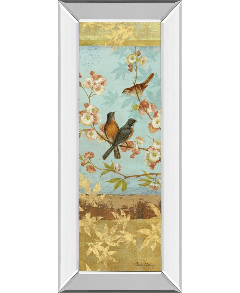 Classy Art robins and Blooms Panel by Pamela Gladding Mirror Framed Print Wall Art - 18
