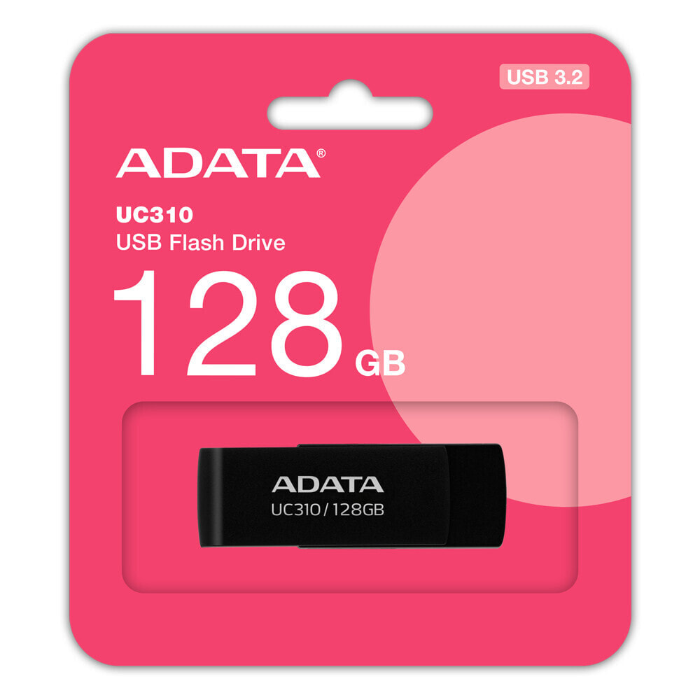 ADATA UC310 - 128 GB - USB Type-A - 3.2 Gen 1 (3.1 Gen 1) - 100 MB/s - Swivel - Black