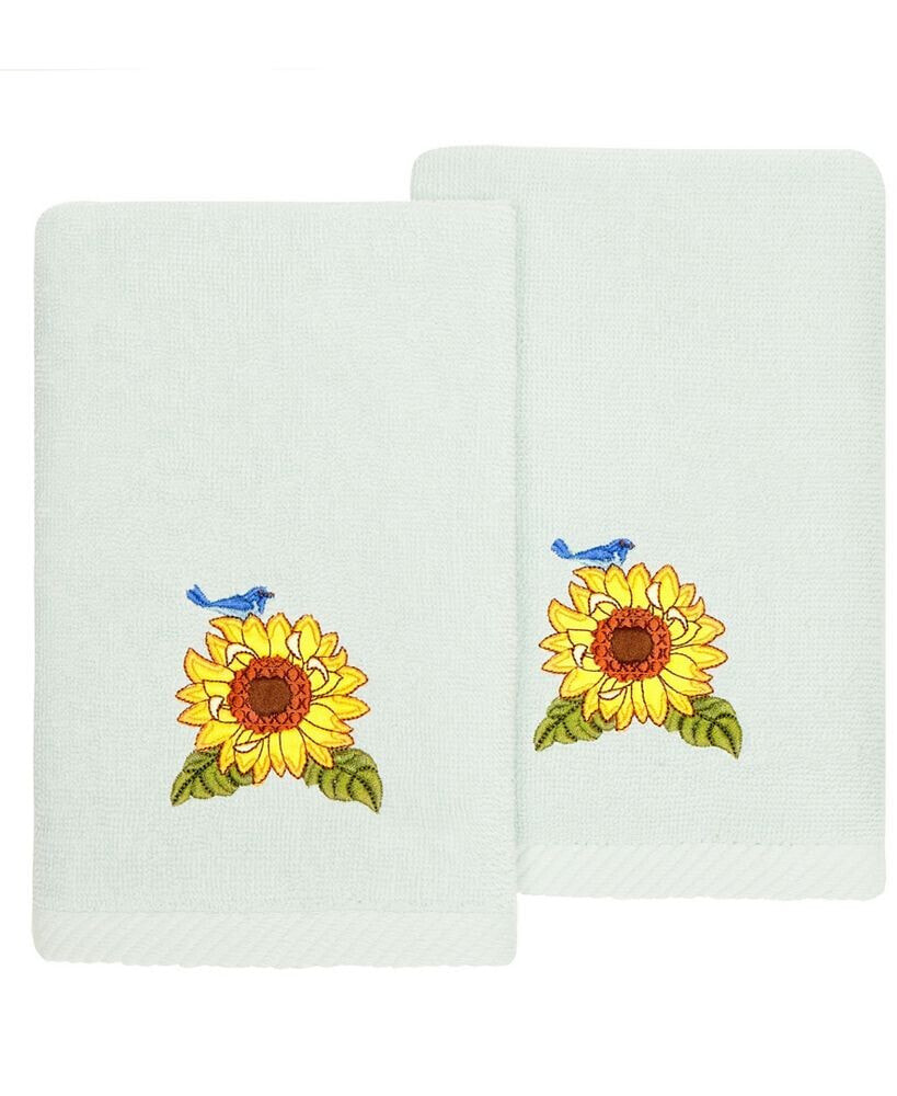 Linum Home textiles Turkish Cotton Girasol Embellished Fingertip Towel Set, 2 Piece