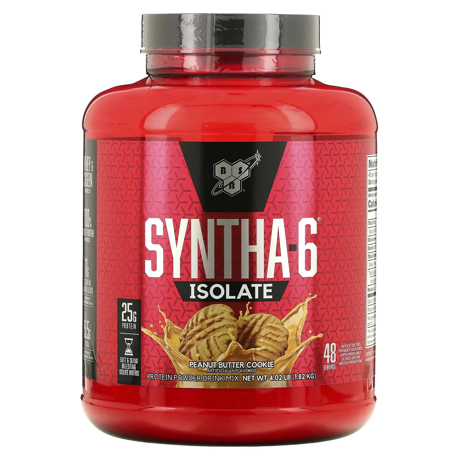 BSN, Syntha-6 Isolate, протеиновая смесь для приготовления напитка, печенье с арахисовой пастой, 1,82 кг (4,02 фунта)