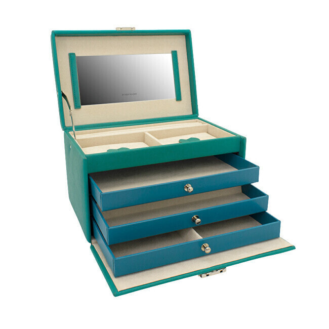 Modern green jewelry box with mirror Jolie 23256-72
