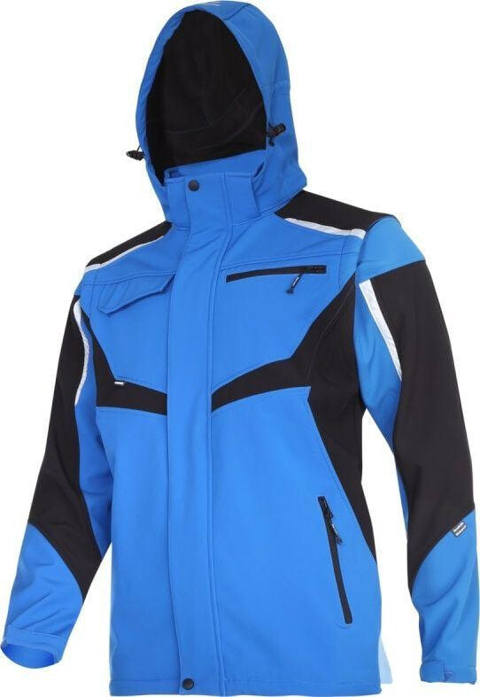 Lahti Pro softshell jacket with hood and detachable sleeves, blue-black, "S" (L4093001)