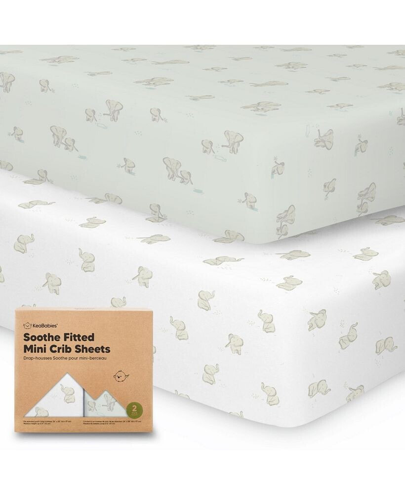 KeaBabies mini Crib Sheets for Baby Girls, Boys, 2-Pack Soothe Pack and Play Sheets Fitted, Organic Pack N Play Mattress Sheet