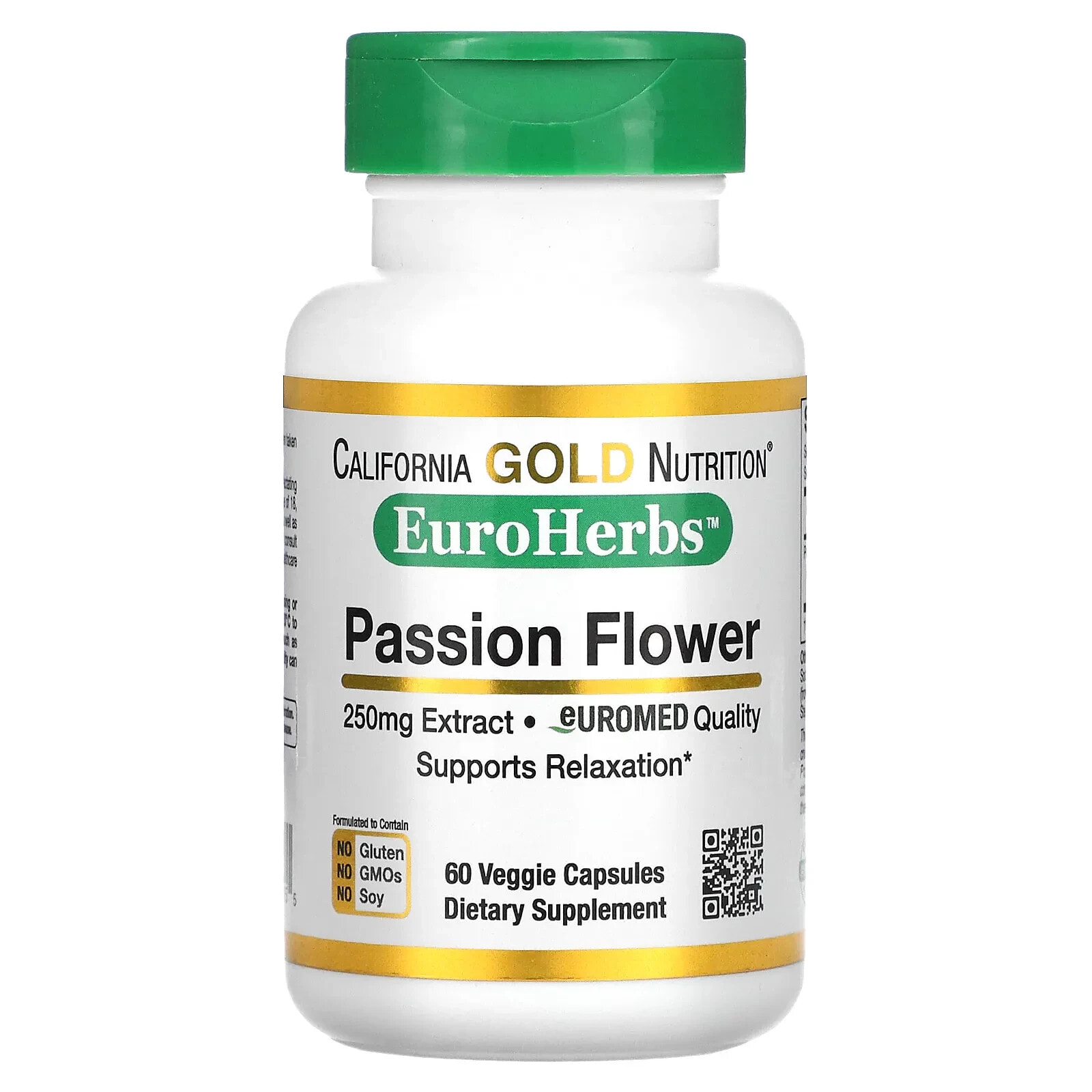 California Gold Nutrition, Passion Flower, EuroHerbs, European Quality, 250 mg, 60 Veggie Capsules