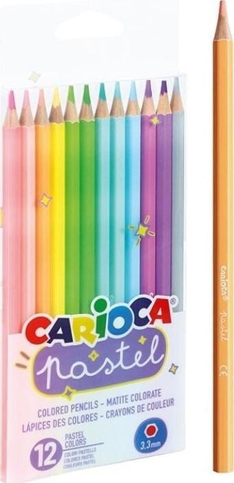 Набор цветных карандашей для рисования Carioca Kredki ołówkowe pastelowe 12 kolorów CARIOCA