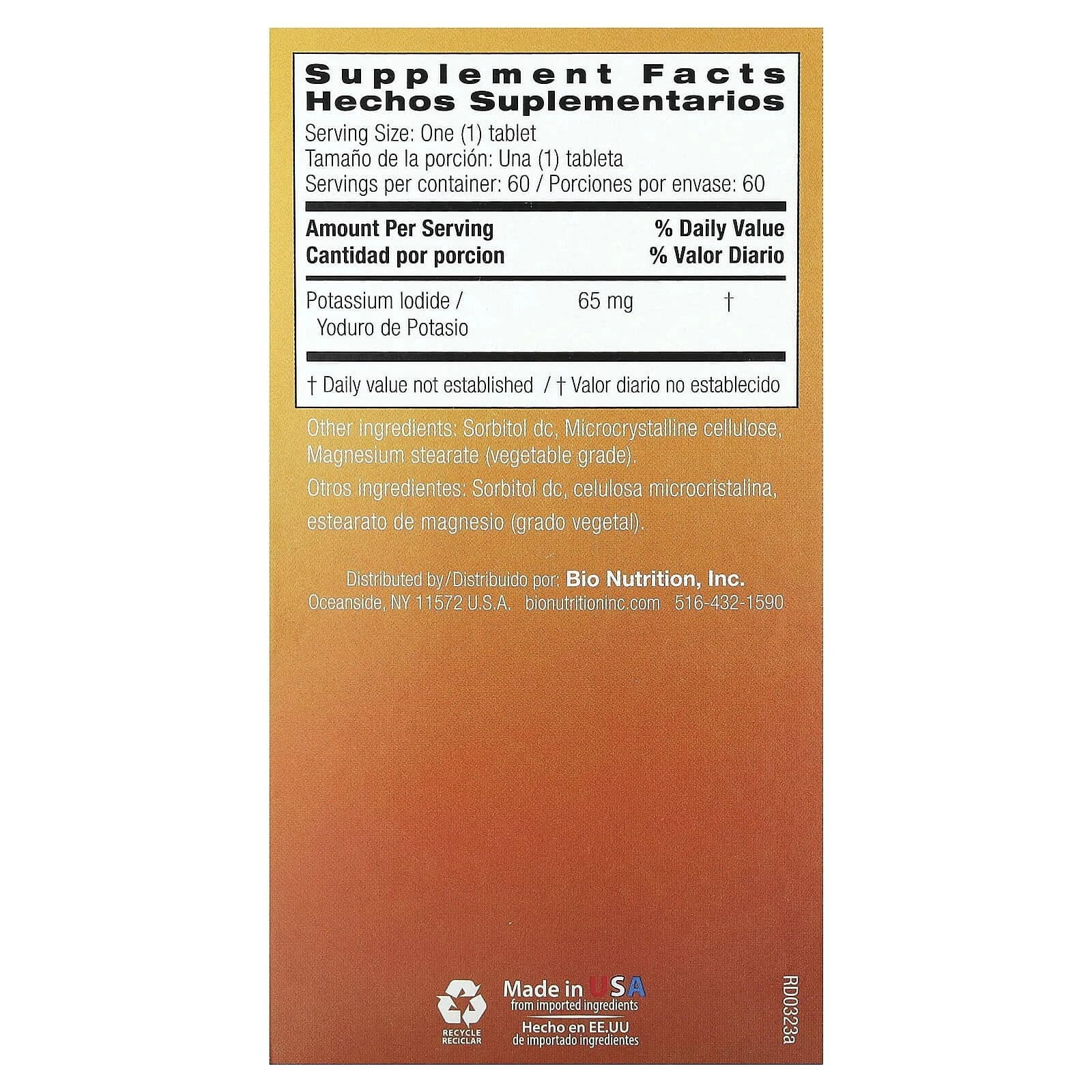 Potassium Iodide, 65 mg, 60 Tablets