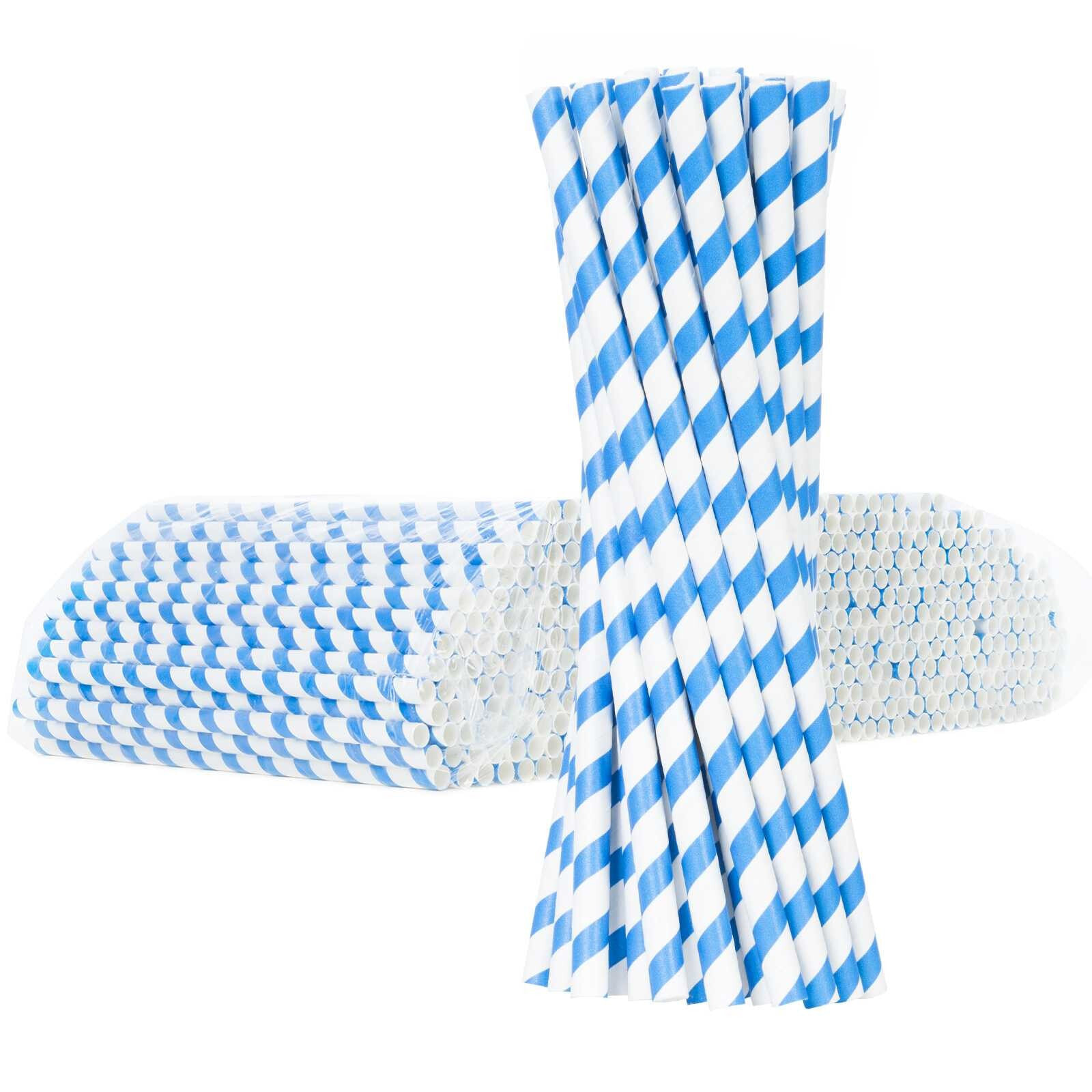 Paper straws BIO ecological PAPER STRAWS thick 8 / 205mm - white and blue 500 pcs.