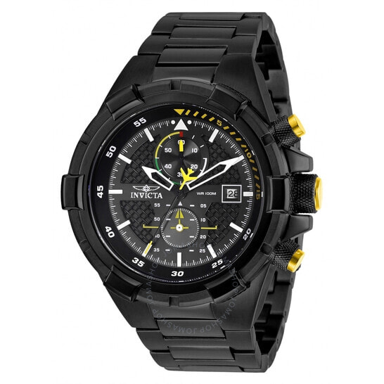 Мужские наручные часы с черным браслетом Invicta Aviator Chronograph Black Dial Mens Watch 28110