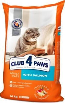 Сухой корм для кошек Club 4 Paws, для взрослых с лососем, 14кг