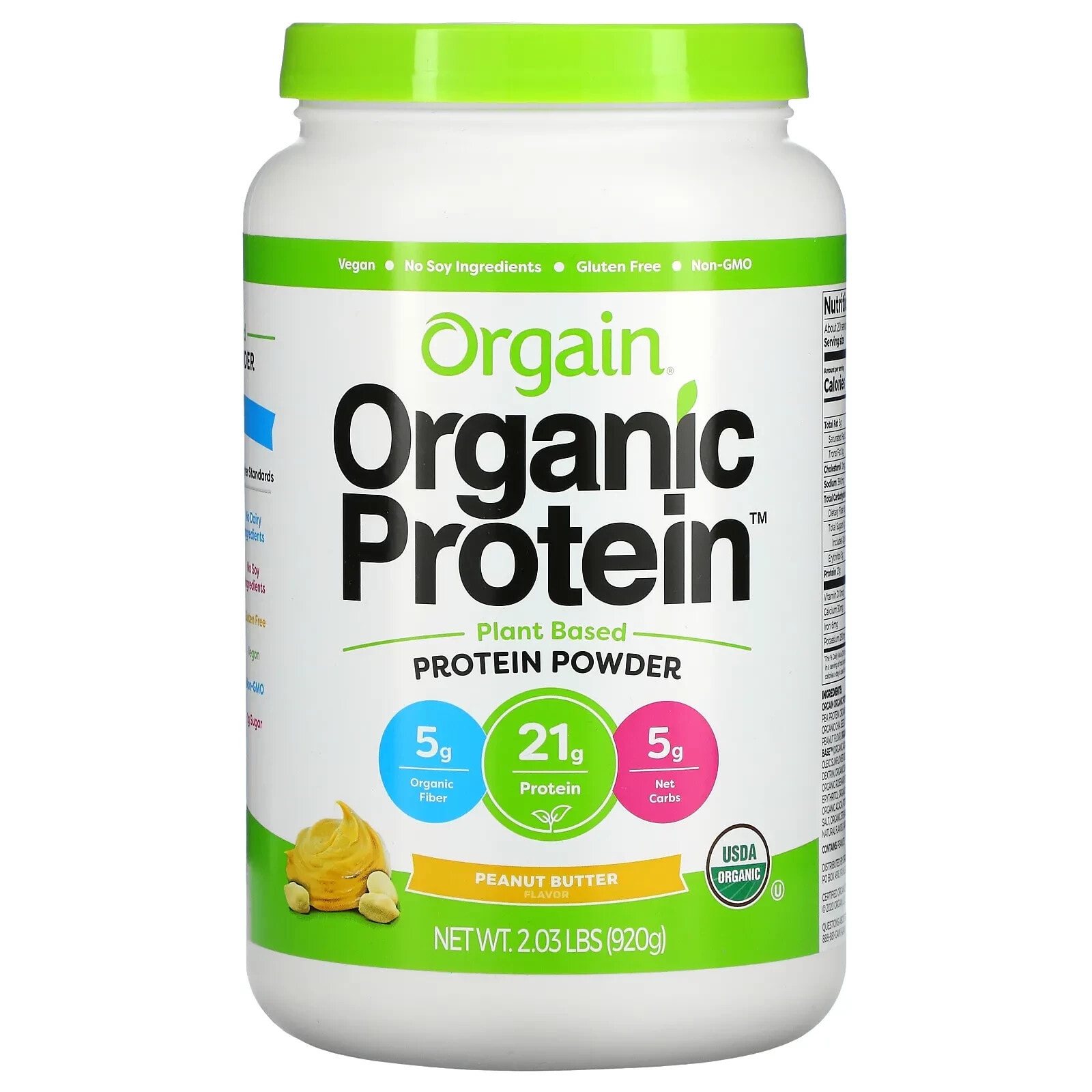 Organic Protein Powder, Plant Based, Vanilla Bean, 1.02 lbs (462) g