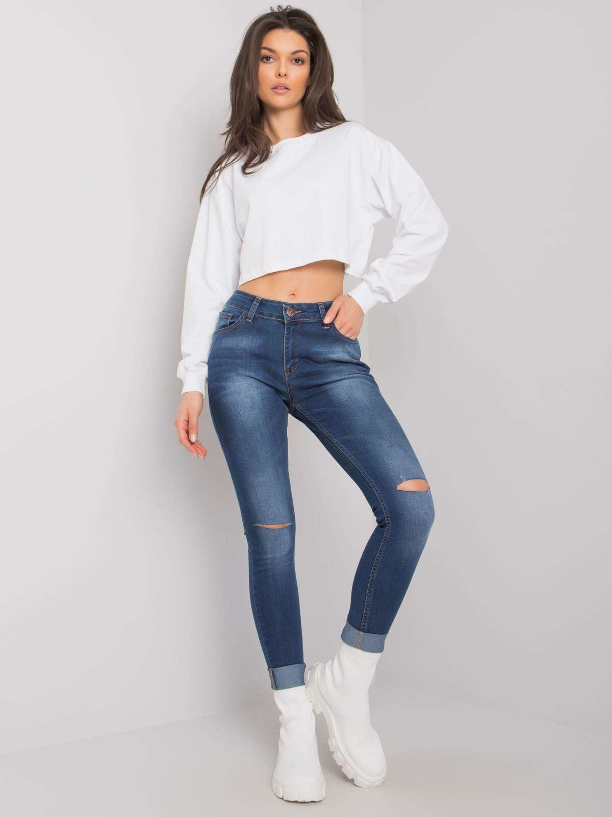 Женские джинсы Factory Price Spodnie jeans-RS-SP-G-004.84-ciemny niebieski