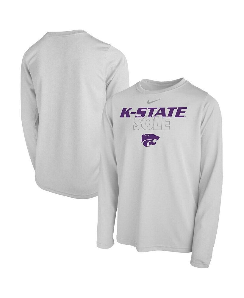 Nike big Boys and Girls White Kansas State Wildcats Sole Bench T-shirt