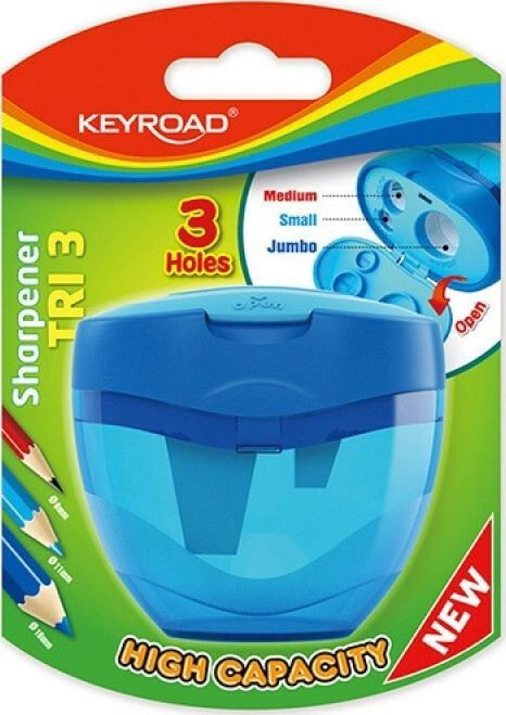 Точилка для карандашей Keyroad Temperówka, plastikowa, potrójna, blister, mix kolorów