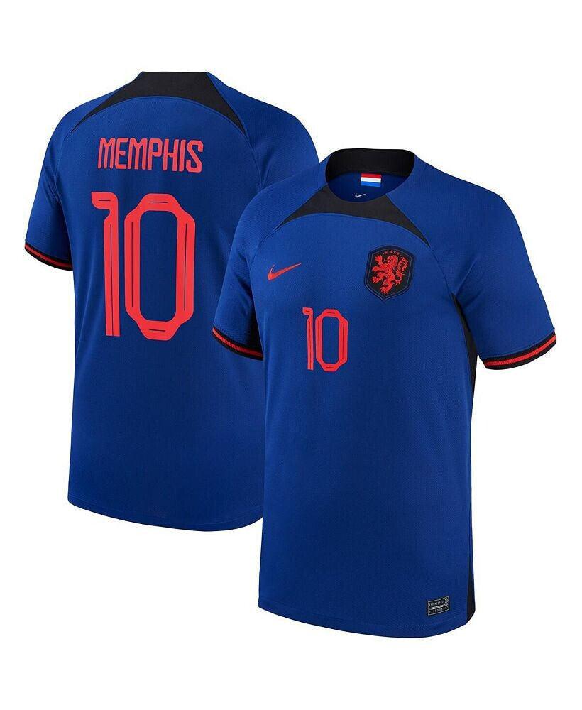 Men's Memphis Depay Blue Netherlands National Team 2022/23 Away Breathe Stadium Replica Player Jersey