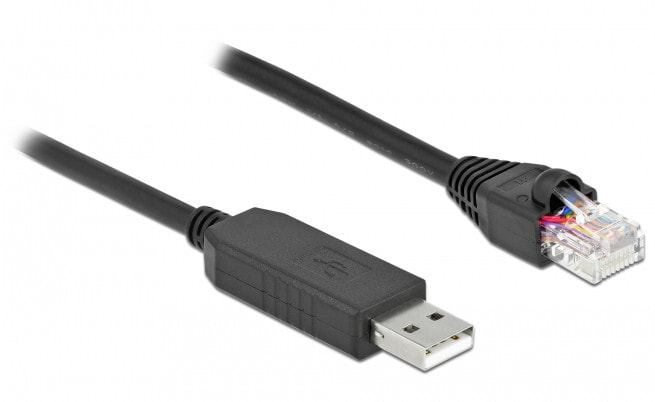 Компьютерный разъем или переходник Delock Serial Connection Cable with FTDI chipset, USB 2.0 Type-A male to RS-232 RJ45 male 50 cm black