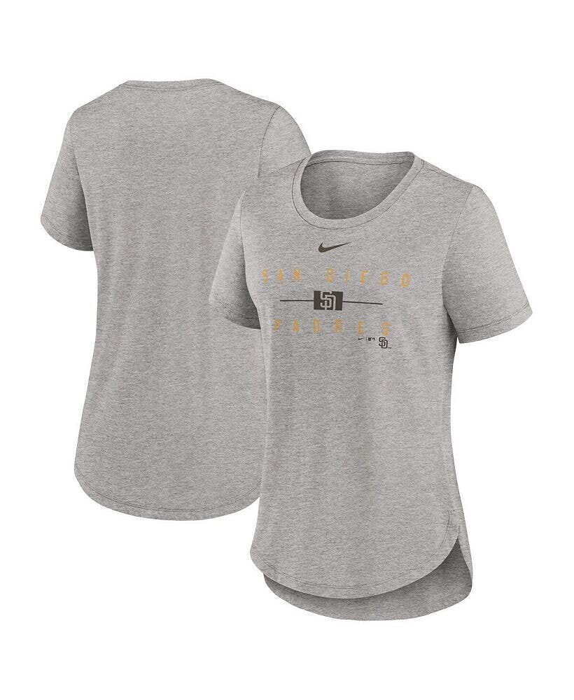 Nike women's Heather Charcoal San Diego Padres Knockout Team Stack Tri-Blend T-shirt