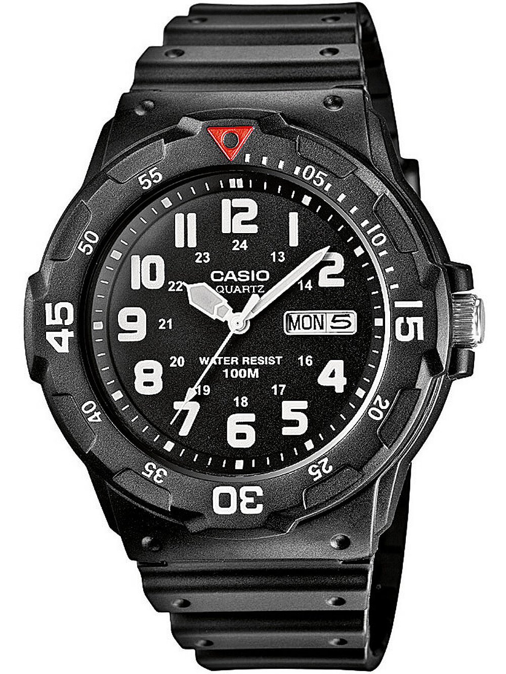Мужские наручные часы с черным силиконовым ремешком Casio MRW-200H-1BVEG Collection Herren 43mm 10ATM