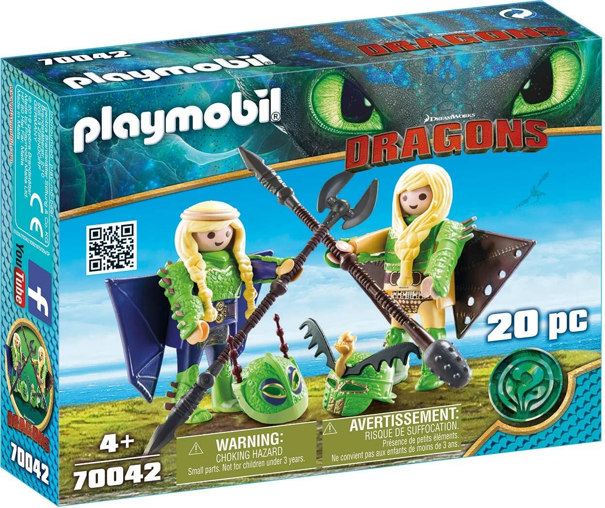 Набор с элементами конструктора Playmobil Dragons 70042 Забияка и Задирака в летном костюме