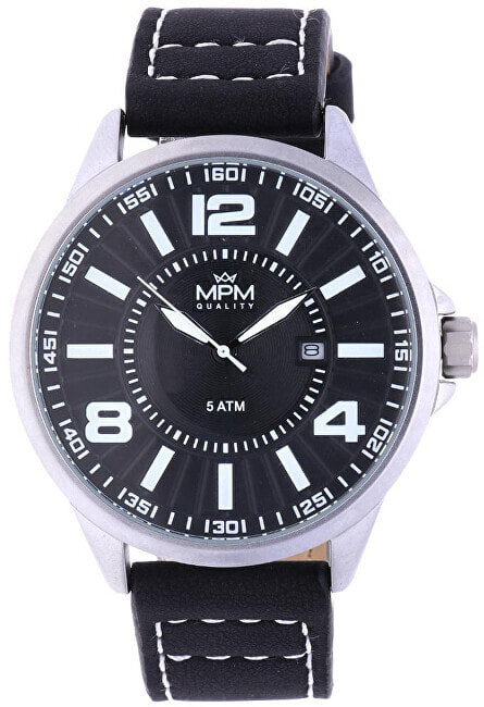 Мужские наручные часы с черным кожаным ремешком PRIM MPM Quality Sport W01M.11275.D