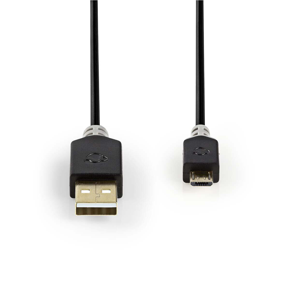 Nedis USB-Kabel| USB 2.0| USB-A Stecker| USB Micro-B Stecker| 480 Mbps| Vergoldet| 1.00 m| rund| PVC| Anthrazit| Verpackung mit Sichtfenster