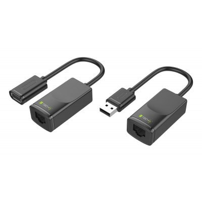 Techly IUSB-EXTENDTY2 кабельный разъем/переходник RJ-45 USB-A Черный