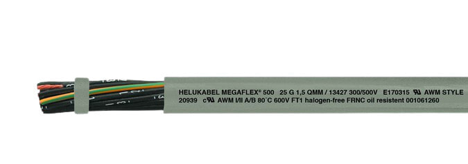 HELUKABEL MEGAFLEX 500, Кабель низкого напряжения, Серый, Поливинилхлорид (ПВХ), Купер, 3x1,5 мм², -30 - 80 ° C