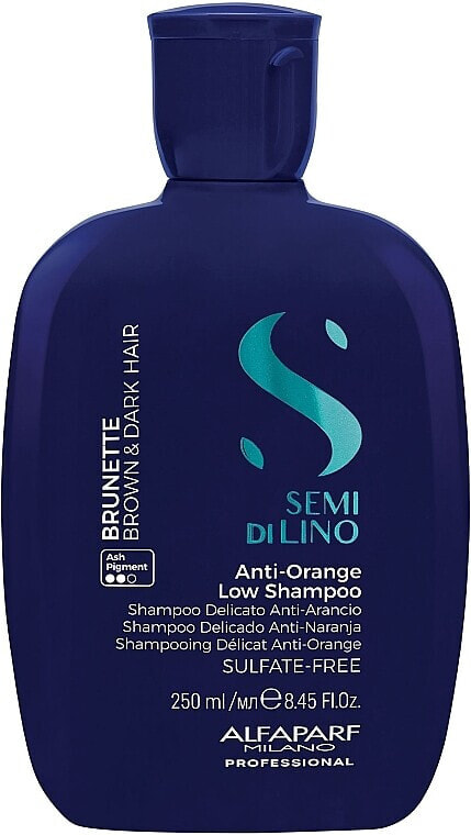 Mildes Shampoo gegen Orangenstich für mittelbraunes bis braunes Haar - AlfaParf Milano Semi Di Lino Brunette Anti-Orange Low Shampoo