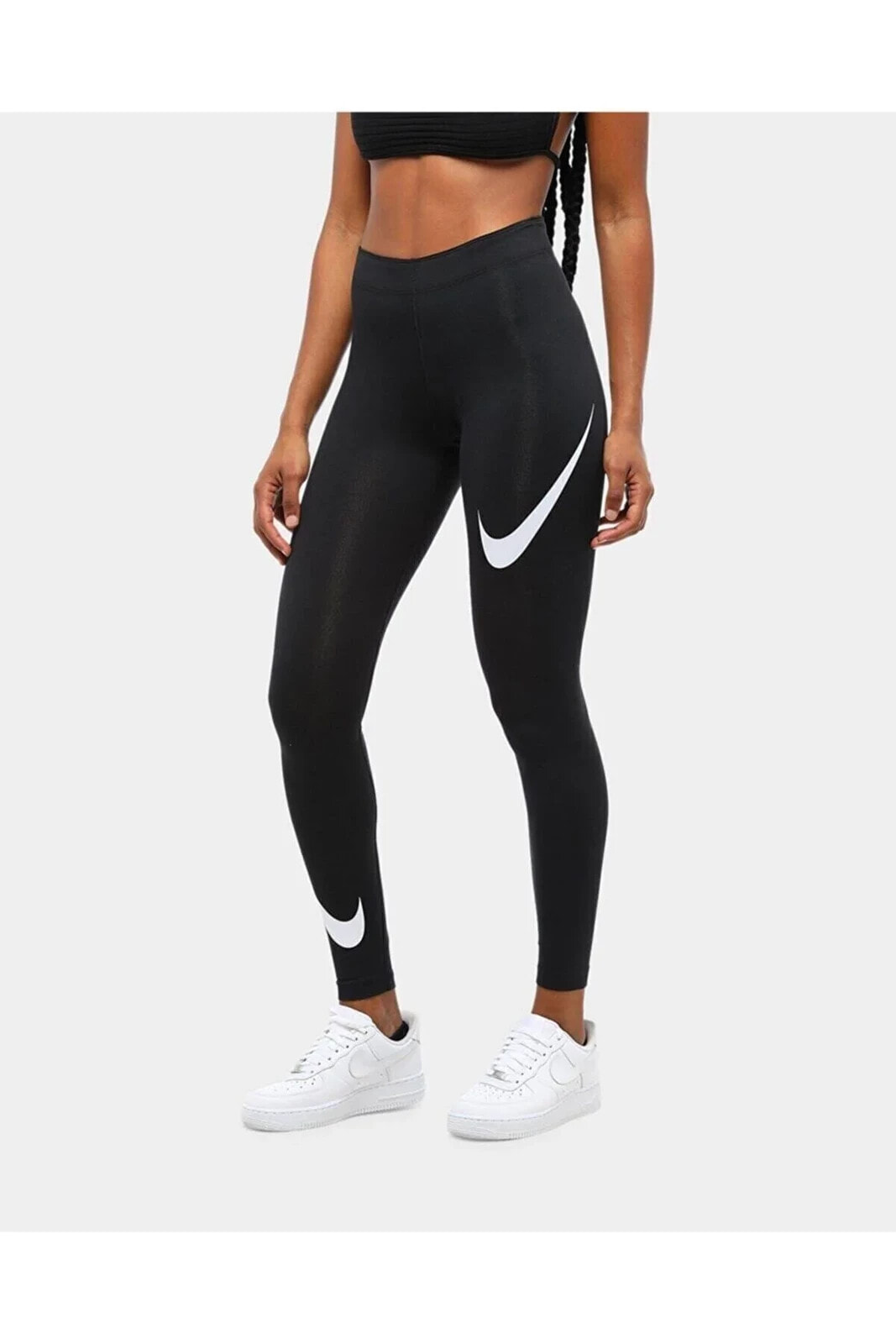 Siyah Kadın Spor Tayt - Kadın Sportswear Leg-a-see Swoosh Tayt - Db3896-010
