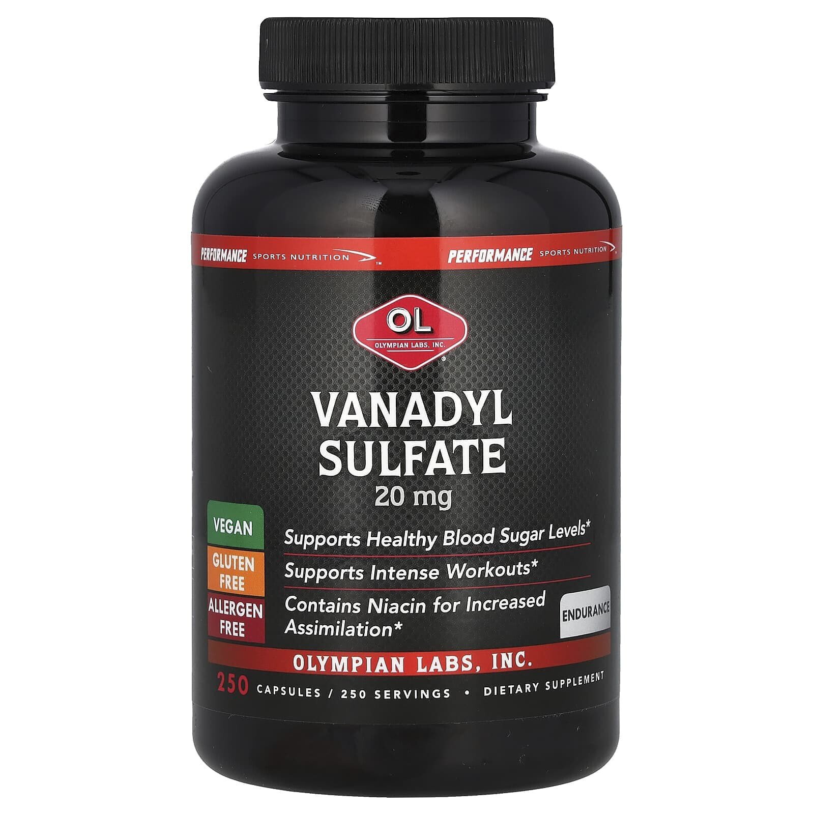 Vanadyl Sulfate, 20 mg, 250 Capsules