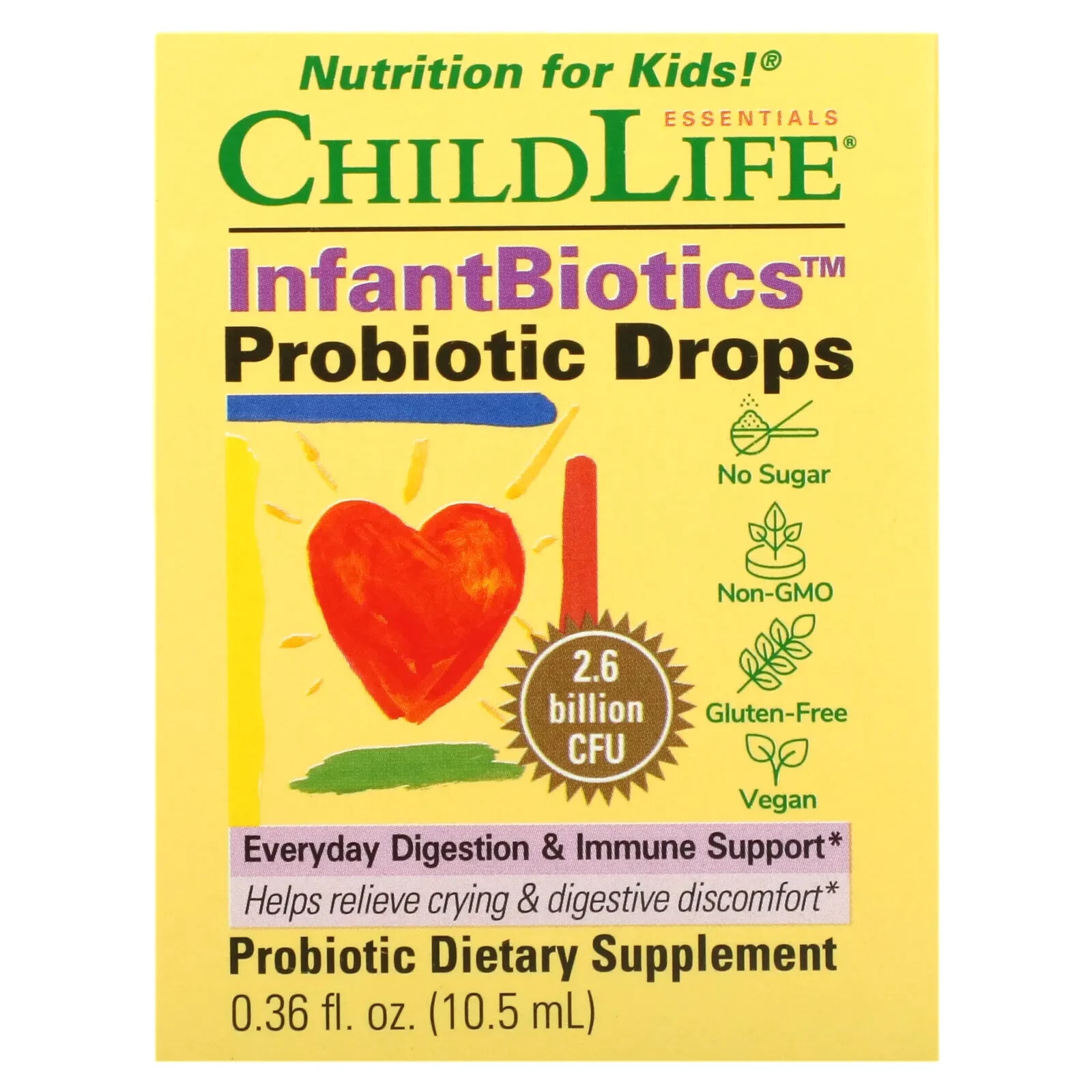 ChildLife Essentials, Essentials, InfantBiotics, пробиотические капли, 2,6 млрд КОЕ, 10,5 мл (0,36 жидк. Унции)