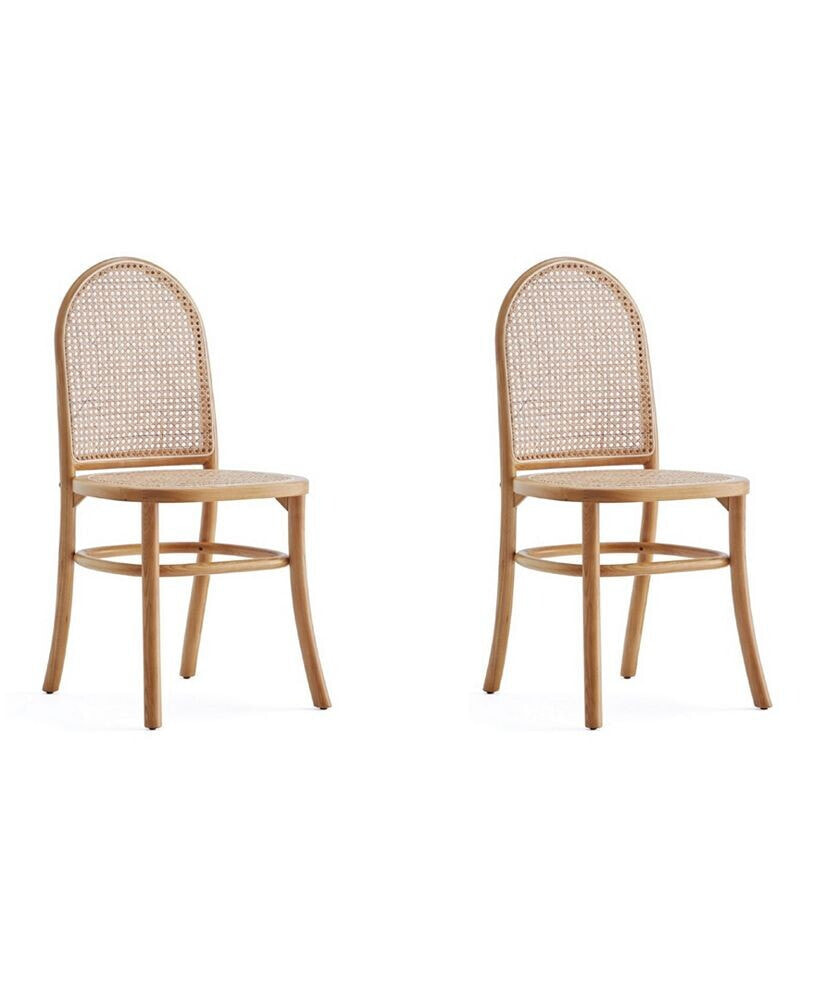 Manhattan Comfort paragon 2-Piece Ash Wood and Natural Cane Dining Chair