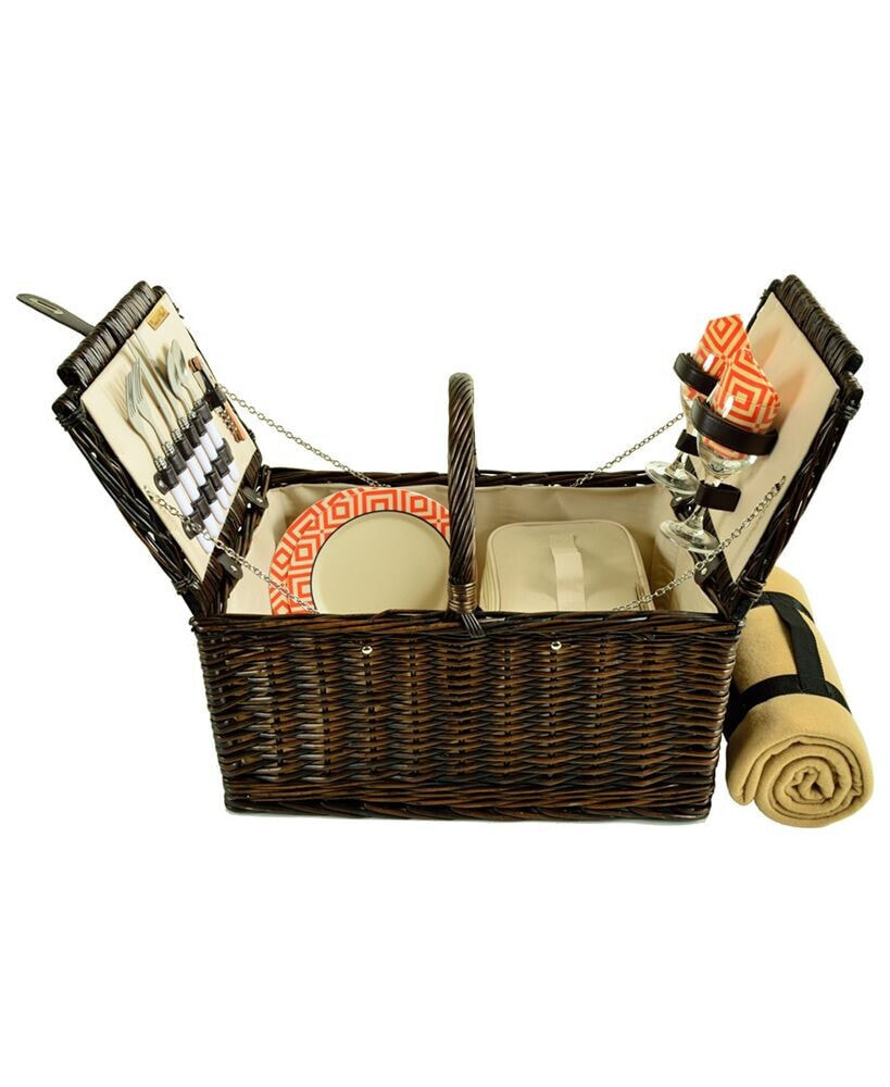 Surrey Willow Picnic Basket with Blanket - Service for 2
