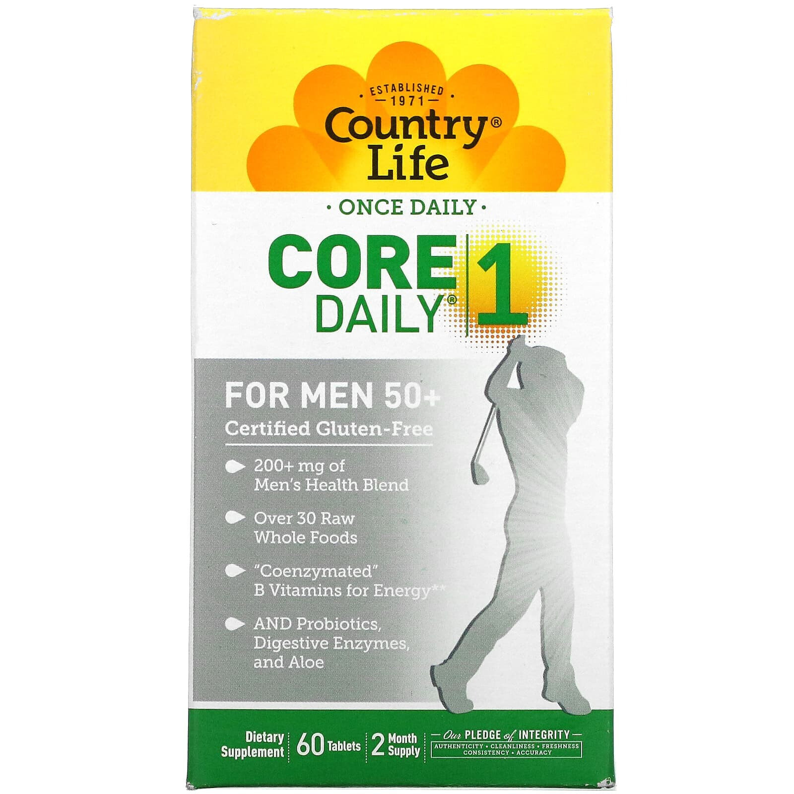 Кантри Лайф, Core Daily-1, мультивитамины для мужчин старше 50 лет, 60 таблеток